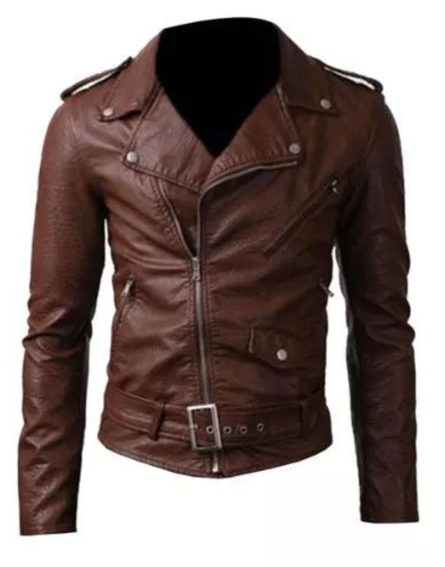 Slim Fit Belted Rider Pocket Brown Cowhide Jacket Slim Fit Belted Rider Pocket Brown Cowhide Jacket